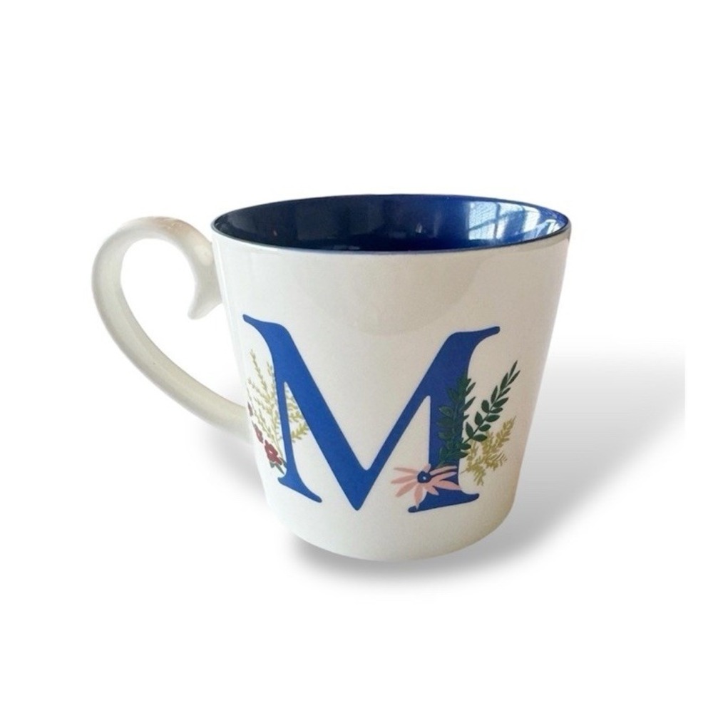 Opalhouse Coffee Mug Initial Letter M Personalized 16oz Floral  White Handle